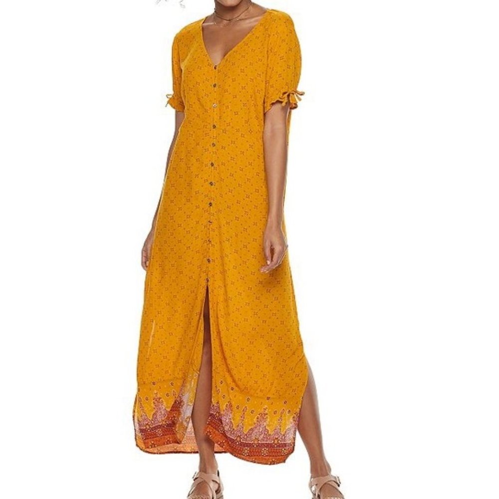 Mudd | Button Front Slip Dress, Yellow